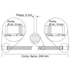 mangueira corrugada para bomba de combustivel - bocal 9.0mm / 9.0mm - comprimento 240 mm