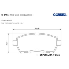 pastilha de freio para ford fiesta 1.6 2010 em diante / fiesta 1.5 2013 em diante - sistema lucas