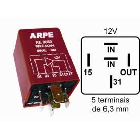 rele auxiliar para laranja convers sinal velocimetro 12v 5term 6,3mm